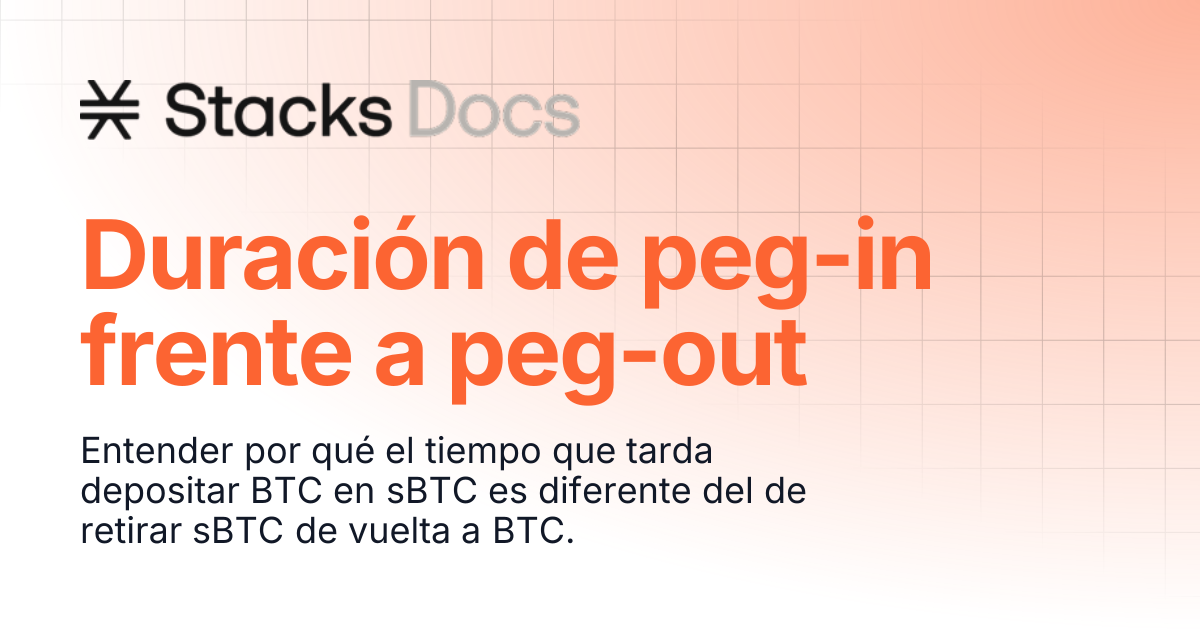 Duración de peg-in frente a peg-out | Learn | Stacks Documentation